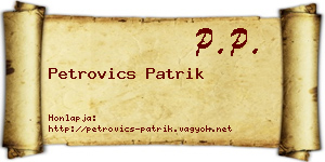 Petrovics Patrik névjegykártya