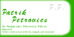 patrik petrovics business card